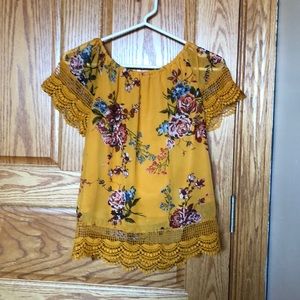 Beautees Dark Yellow Floral Blouse